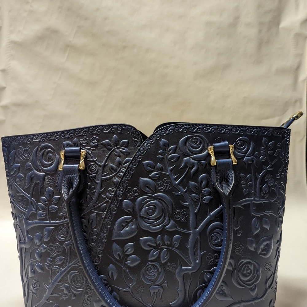 Chic Black Floral Embossed Tote Bag